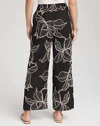 Embroidered Wide-Leg Cropped Pants