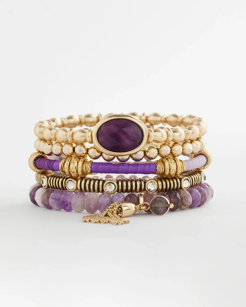 Purple Agate Stone Stretch Bracelet