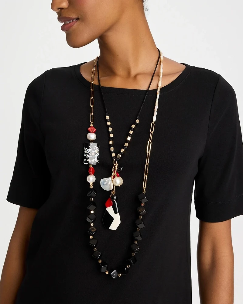 Asymmetrical Long Single-Strand Necklace