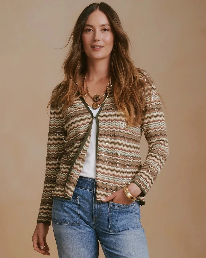 Ombre Sequin Open Cardigan