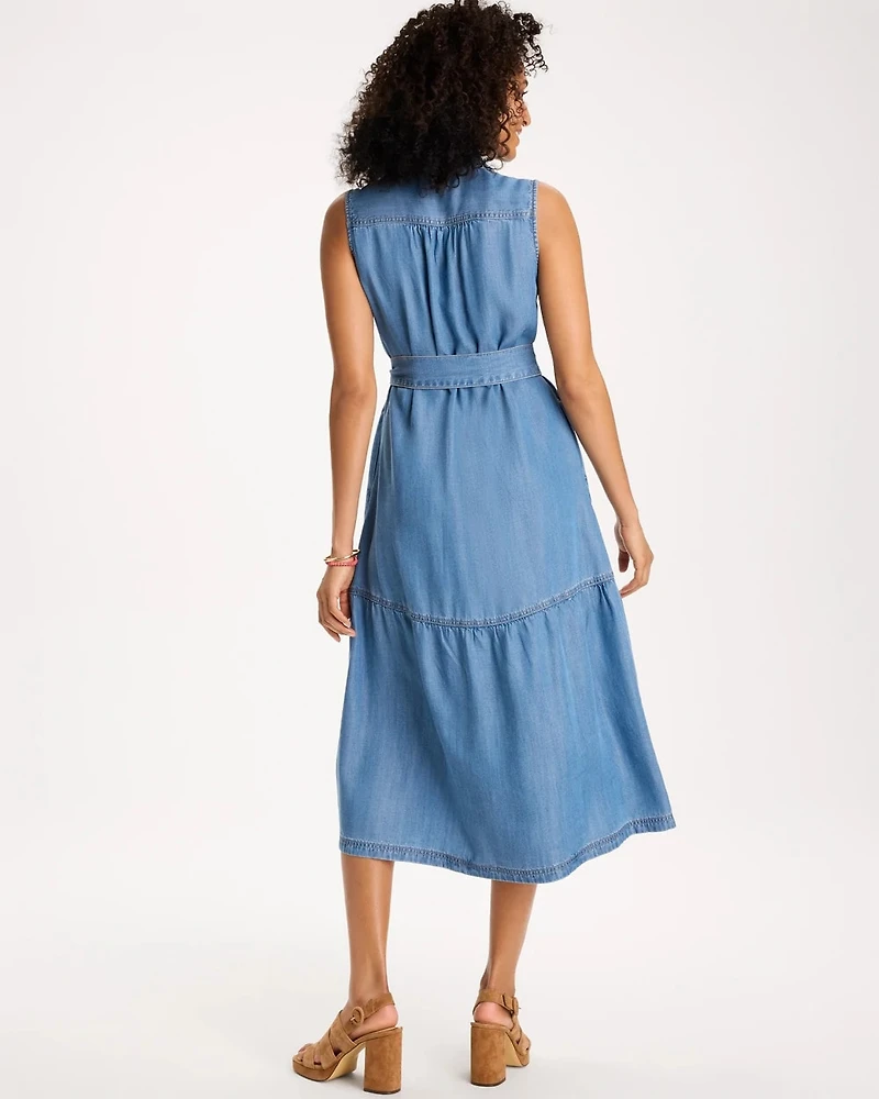 Twill Denim Belted Shirtdress