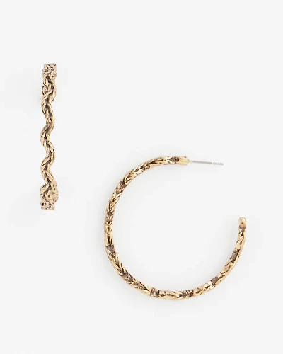 No Droop® Gold Tone Wave Hoops
