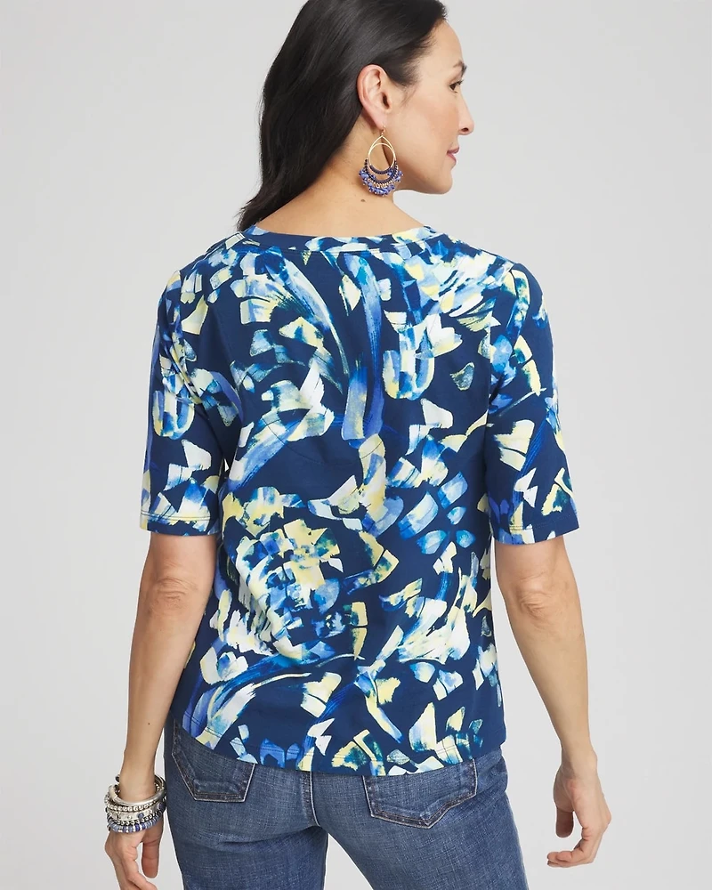 Petal Print Perfect V-Neck Tee