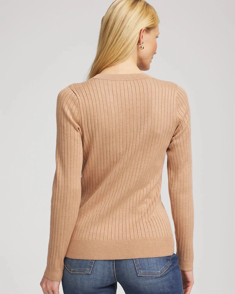 Ribbed Button Henley Sweater