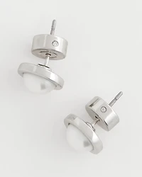 Silver Pearl Stud Earrings