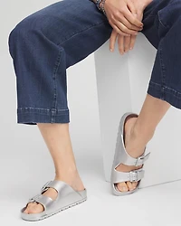 Metallic Double Buckle Pool Slides