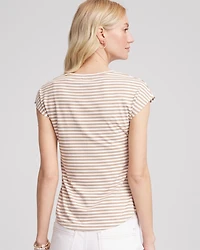 Neutral Striped Cap Sleeve Dolman Tee