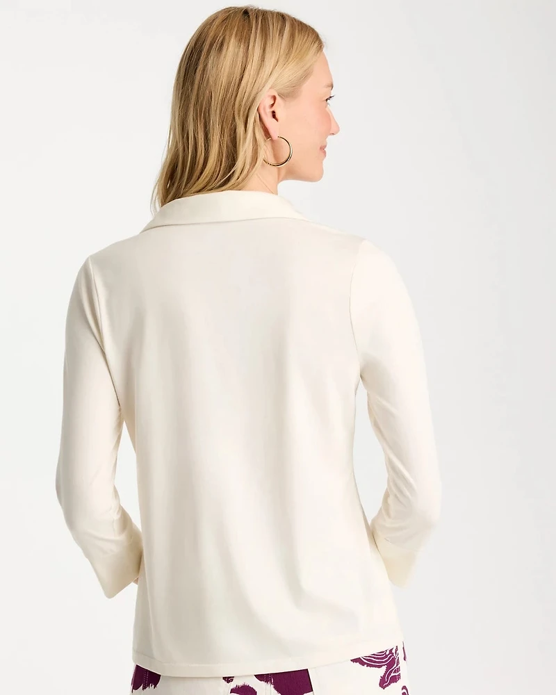 Knit Henley 3/4 Sleeve Tee