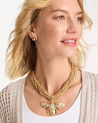 Beaded Bee Pendant Necklace