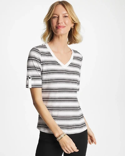 Pima V-Neck Tab Sleeve Tee