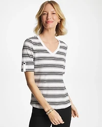 Pima V-Neck Tab Sleeve Tee