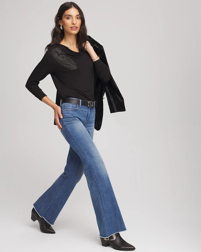 Embellished Cowlneck Dolman Tee