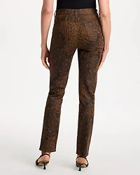 Animal Print Coated Girlfriend Slim Ankle Jeans