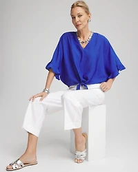 Ecovero™ Tie-Front Frill Sleeve Blouse