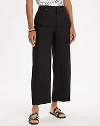 Linen-Blend Utility Wide Crop Pants