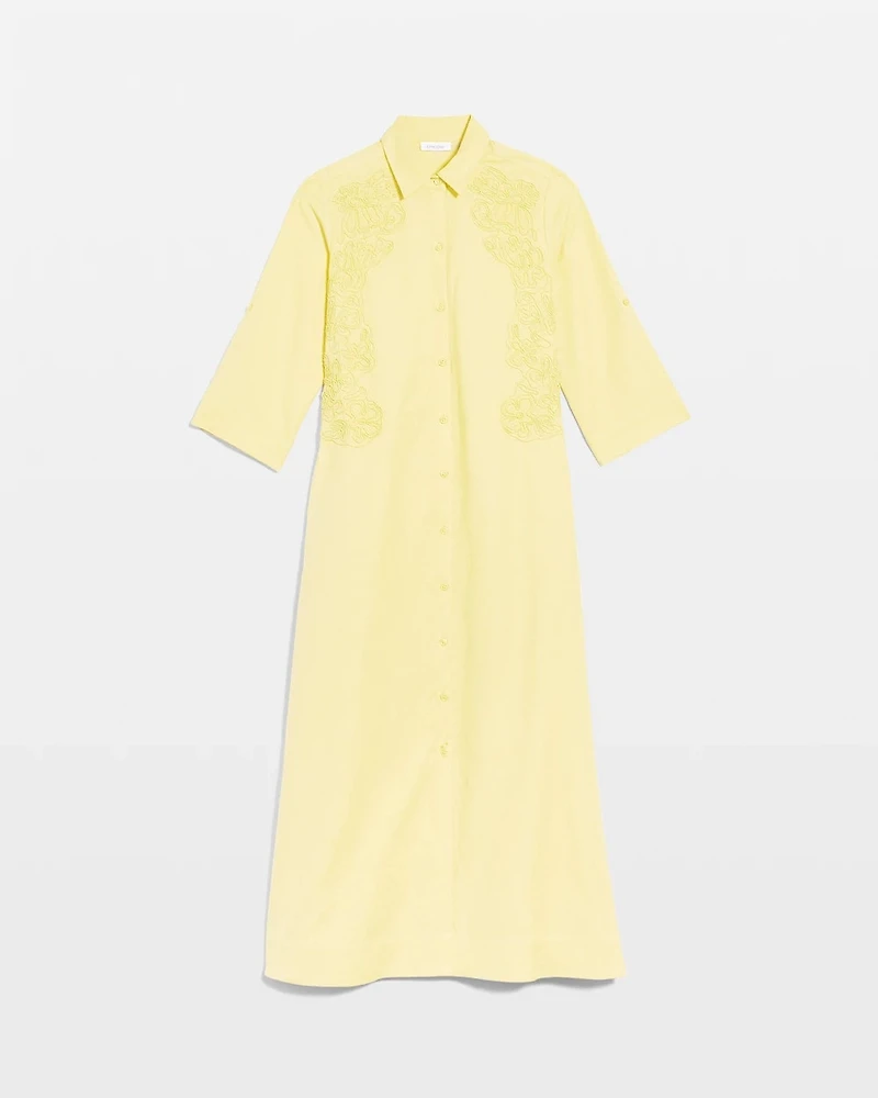 Embellished Linen-Cotton Shirtdress