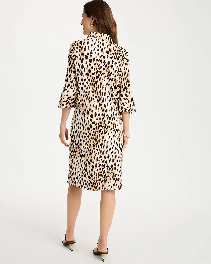 Ponte Knit Flounce Sleeve Dress