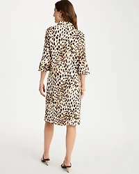 Ponte Knit Flounce Sleeve Dress