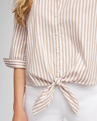 Striped Poplin Tie-Front Top
