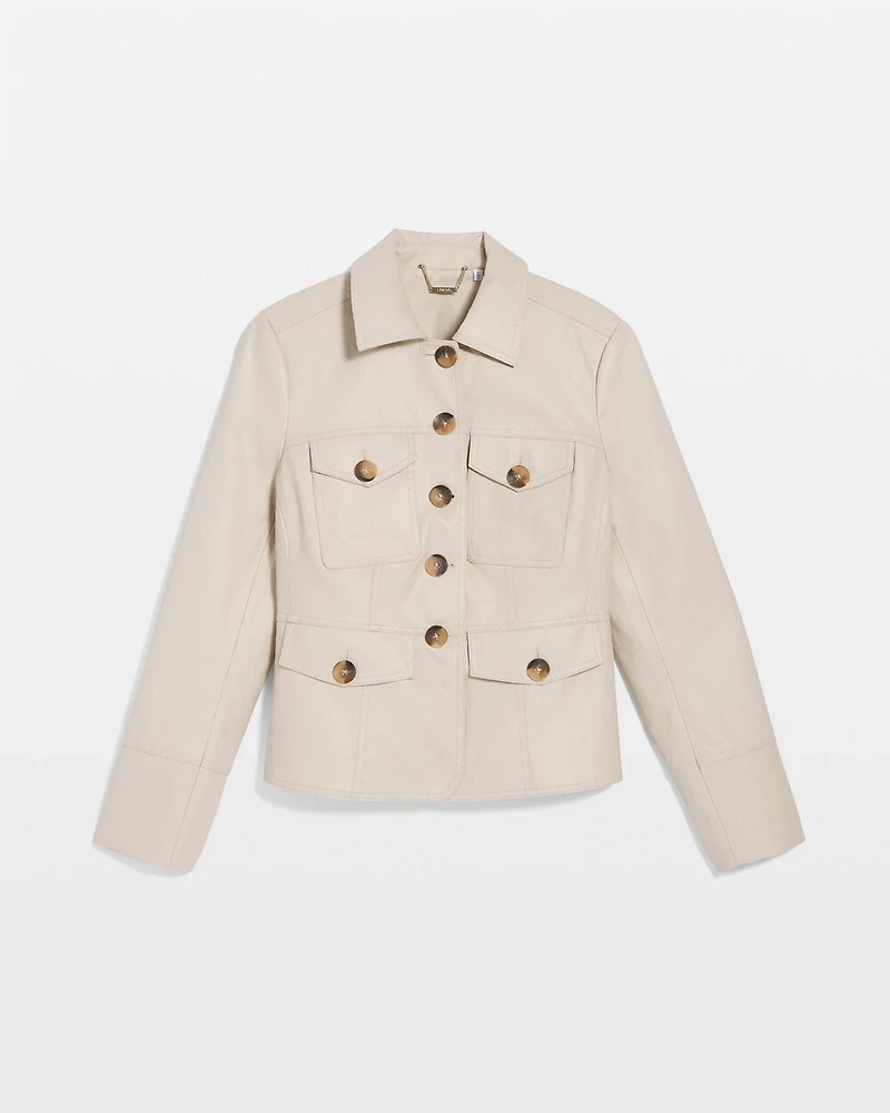 Crinkle Faux Leather Peplum Jacket