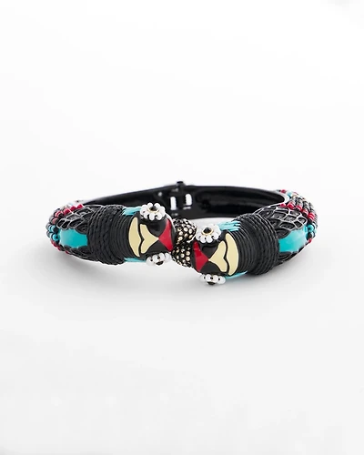 Raffia Parrot Hinge-Cuff Bracelet