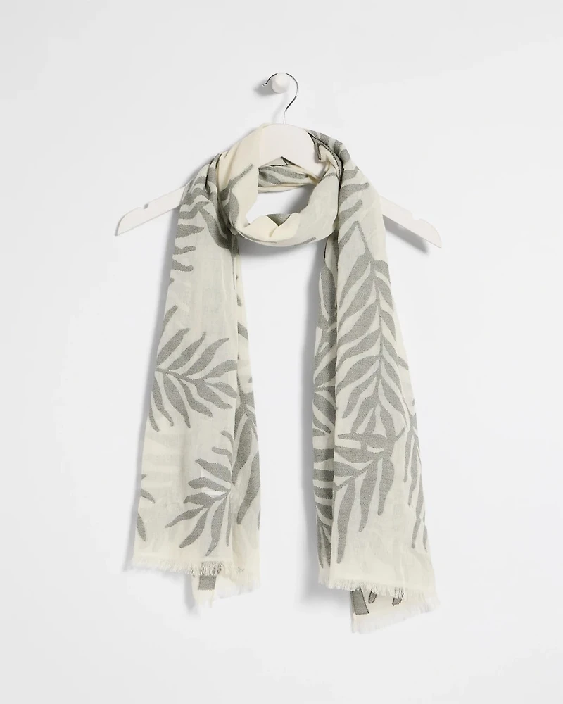 Palm Embroidered Oblong Scarf