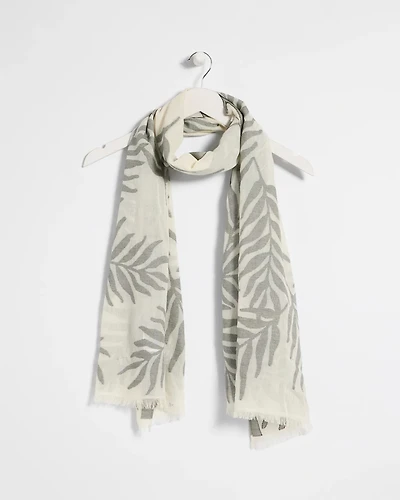 Palm Embroidered Oblong Scarf