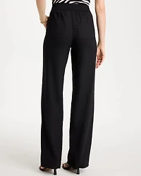 Pull-On Wide-Leg Linen Pants