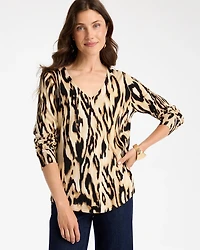 Ella Ikat Print V-Neck Pullover Sweater