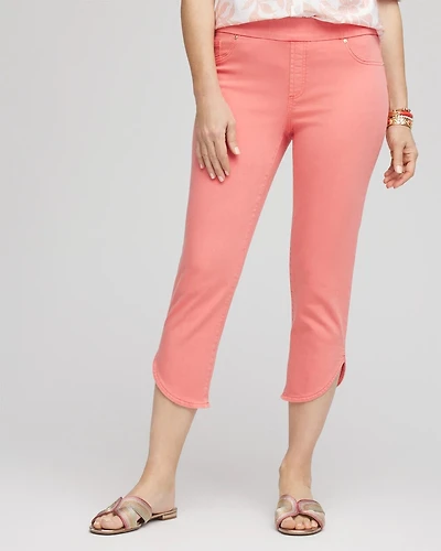 Pull-On Dolphin-Hemmed Capri Jeans