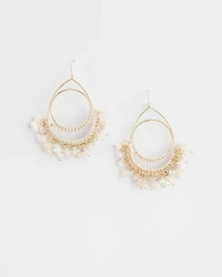 No Droop® White Fringe Hoop Earrings