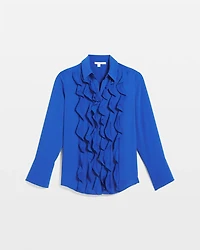 Ruffle-Trim Chiffon Blouse