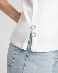 Sleeveless V-Neck Button Tank
