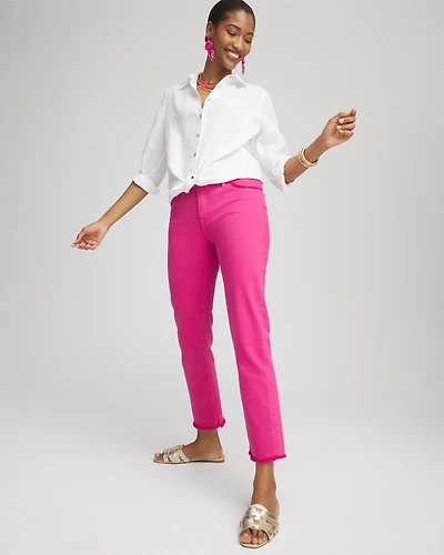 Girlfriend Frayed Cropped Jeans