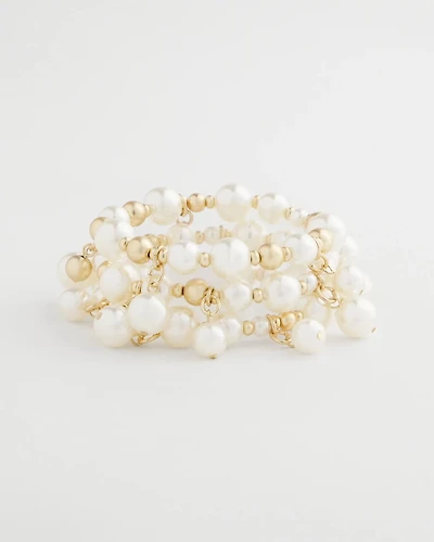 Faux Pearl Set of Three Bracelets