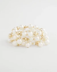 Faux Pearl Set of Three Bracelets