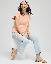 Slub Keyhole Neck Tee