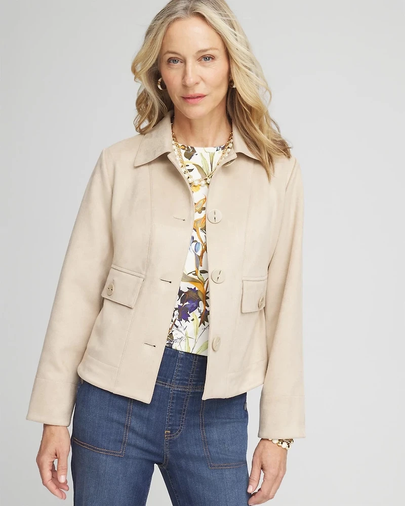 Faux Suede Cropped Jacket