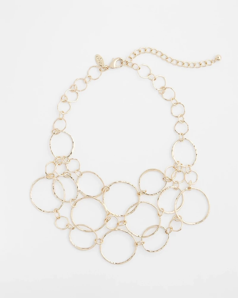 Short Goldtone Multi-Strand Link Necklace