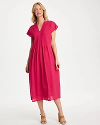 Cotton Slub Popover Midi Dress