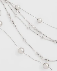 Multistrand Beaded Silvertone Necklace