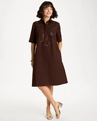 Embellished Linen Popover Dress