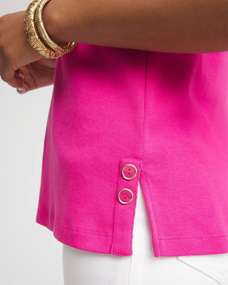 Sleeveless V-Neck Button Tank