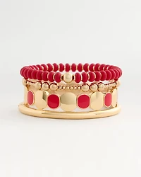 Red Goldtone Glam Stretch Bracelet