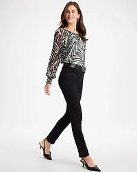 Girlfriend Slim Faux Leather Hem Ankle Jeans