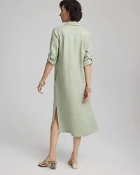 Petite Linen Embellished Midi Shirt Dress