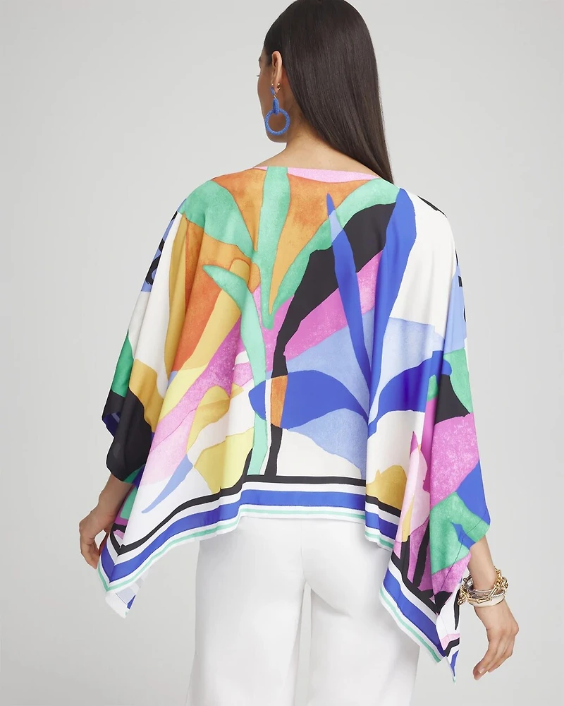 Tropical Border Stripe Poncho