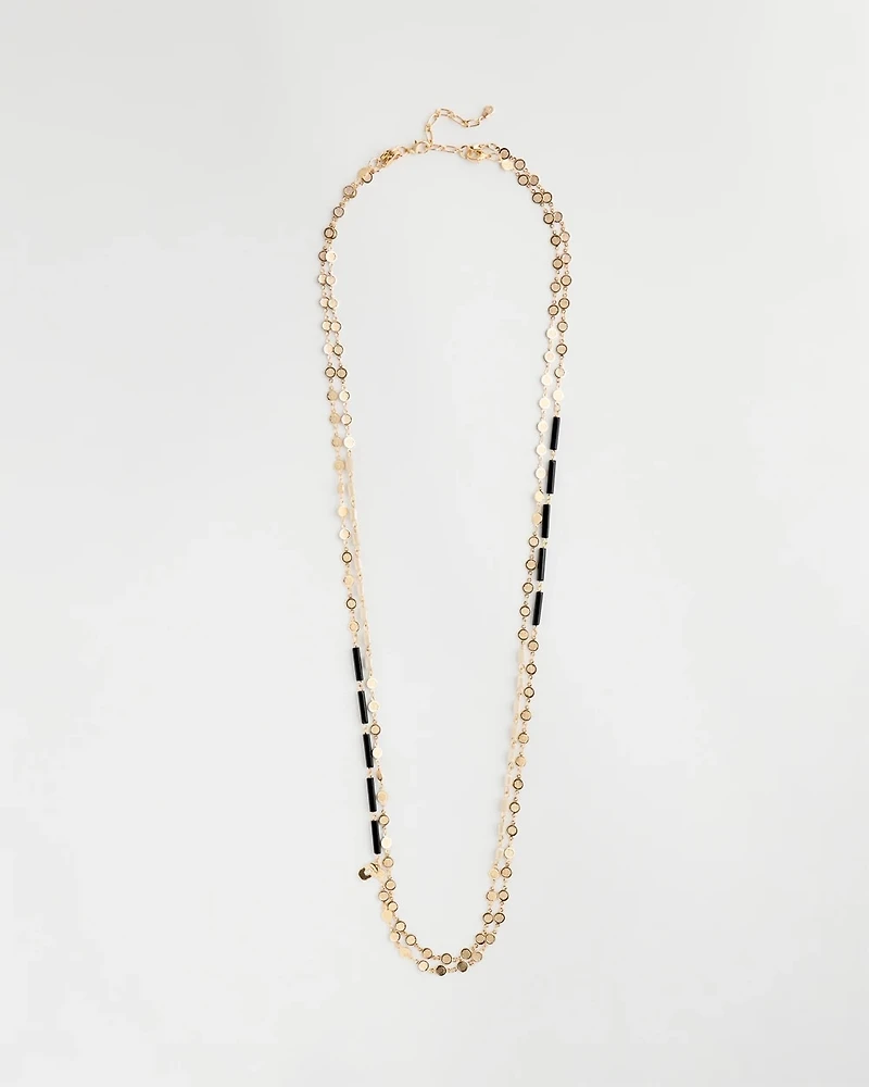 Black Gold Long Single-Strand Necklace