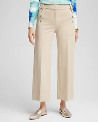 Button Knit Twill Cropped Pants