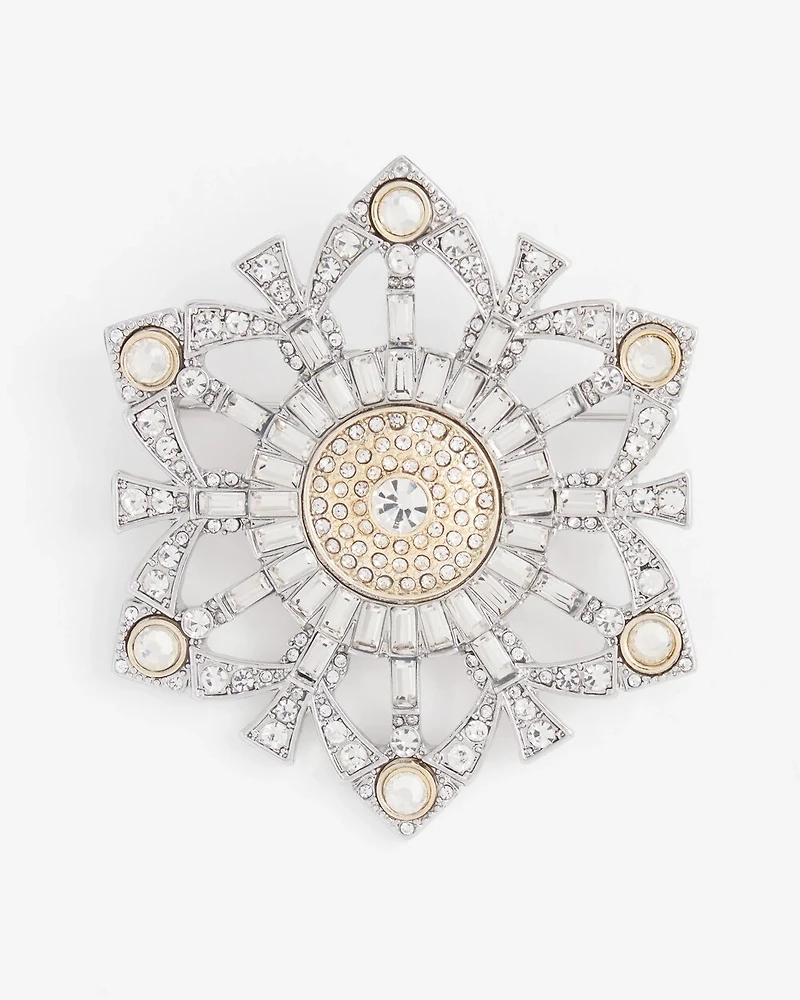 Mixed Metal Snowflake Brooch